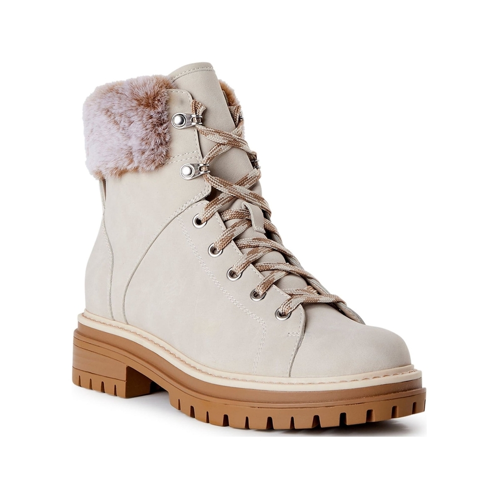 Time And Tru Women's Fur-Lined Lace-Up Boots Like NEW